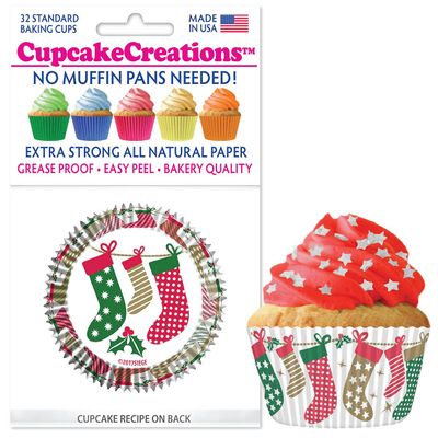 Christmas Stockings Cupcake Papers - 32 count