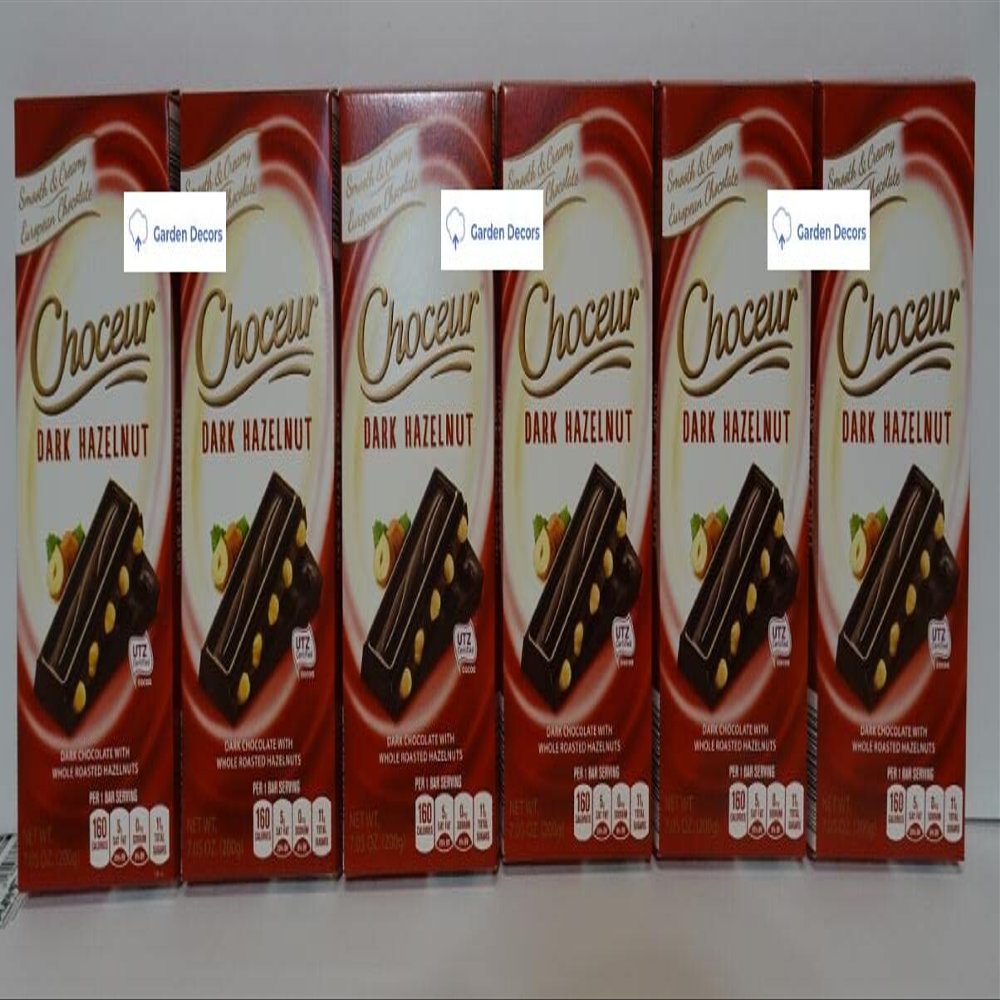 Choceur Dark Chocolate with Whole Roasted Hazelnuts 7.05oz 200g (6 Bars)
