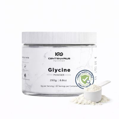 Premium Glycine Powder 250g | Amino Acids Supplement for Post Workout Muscle Recovery, Digestion, Sleep Aid + More - Vegan, Additive-Free, Third-Party Tested | Centenarius Nutrition