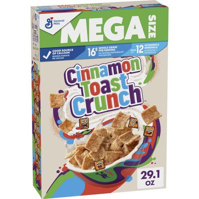 Cinnamon Toast Crunch Breakfast Cereal, Crispy Cinnamon Cereal, Mega Size, 29.1 oz Cereal Box