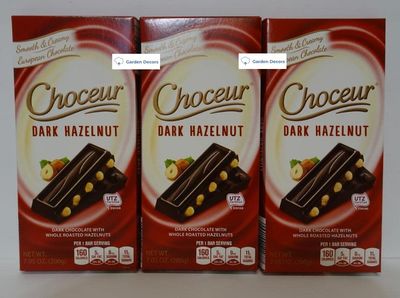 Choceur Dark Chocolate with Whole Roasted Hazelnuts 7.05oz 200g (3 Bars)