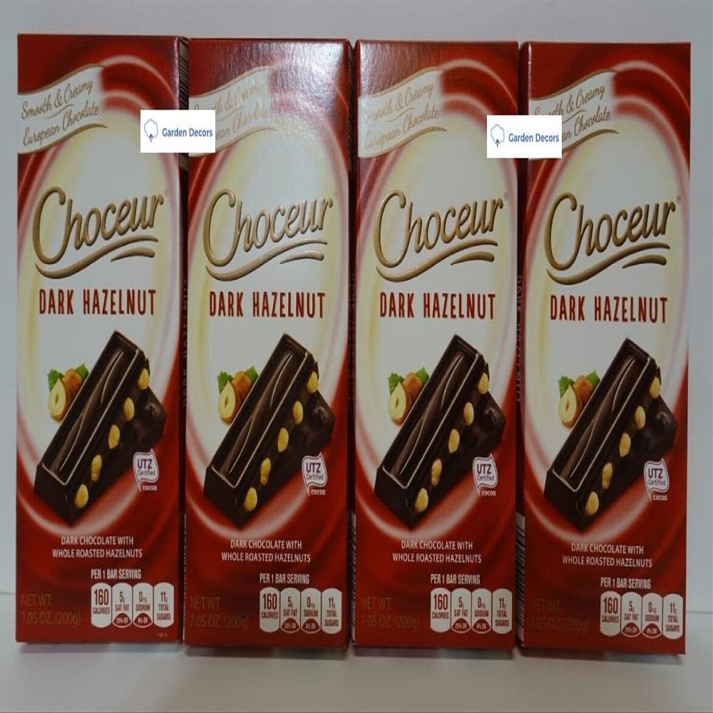 Choceur Dark Chocolate with Whole Roasted Hazelnuts 7.05oz 200g (4 Bars)