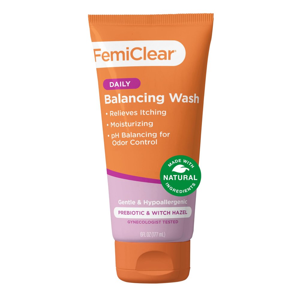 FemiClear Daily Balancing Feminine Wash, 6 fl oz, Soothing & Cleansing Intimate Wash for Itching, Discomfort and Odor Control, Gynecologist Tested, Natural Ingredients