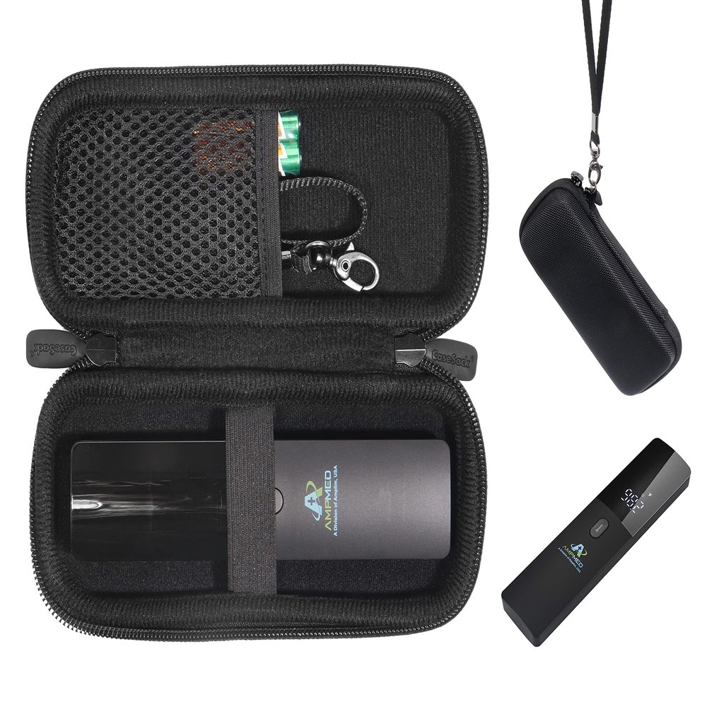 CaseSack Case for Amplim Hospital Medical Grade Non-Contact Digital Clinical Forehead Thermometer, Slim case with mesh Pocket for Backup Batteries