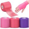 3 Rolls Pre Wrap Tape 2.75 Inch x 90 Yards Athletic Foam Underwrap Sports Pre Headbands for Hair Ankle Wrists Knees Sports(Purple, Pink, Rose Red) view 1