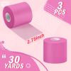 3 Rolls Pre Wrap Tape 2.75 Inch x 90 Yards Athletic Foam Underwrap Sports Pre Headbands for Hair Ankle Wrists Knees Sports(Pink) view 2