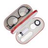 Muf 2 in 1 Contact Lens Case and Glasses Case, Double Sided Design with Mirror, Portable Travel Kit with Tweezer, Remover and Solution Bottle, Brown view 1