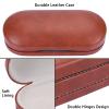 Muf 2 in 1 Contact Lens Case and Glasses Case, Double Sided Design with Mirror, Portable Travel Kit with Tweezer, Remover and Solution Bottle, Brown view 3