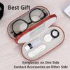 Muf 2 in 1 Contact Lens Case and Glasses Case, Double Sided Design with Mirror, Portable Travel Kit with Tweezer, Remover and Solution Bottle, Brown view 4
