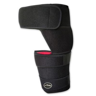 Doctor Developed Strengthening & Stabilizing Hip Brace for Men & Women - Hip Brace for Sciatica Pain Relief - Compression Wrap for Hips Pain- Thigh Supports With Medical Handbook (S/M, Black)