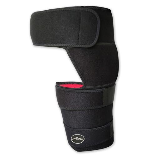 Doctor Developed Strengthening & Stabilizing Hip Brace for Men & Women - Hip Brace for Sciatica Pain Relief - Compression Wrap for Hips Pain- Thigh Supports With Medical Handbook (S/M, Black)