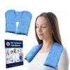 Doctor Developed Heated Neck Wrap - Weighted Heating Pad with Natural Flax Seeds - Cordless Microwavable Heating Pad for Neck & Shoulders - Soft Plush Relief (Blue) view 1