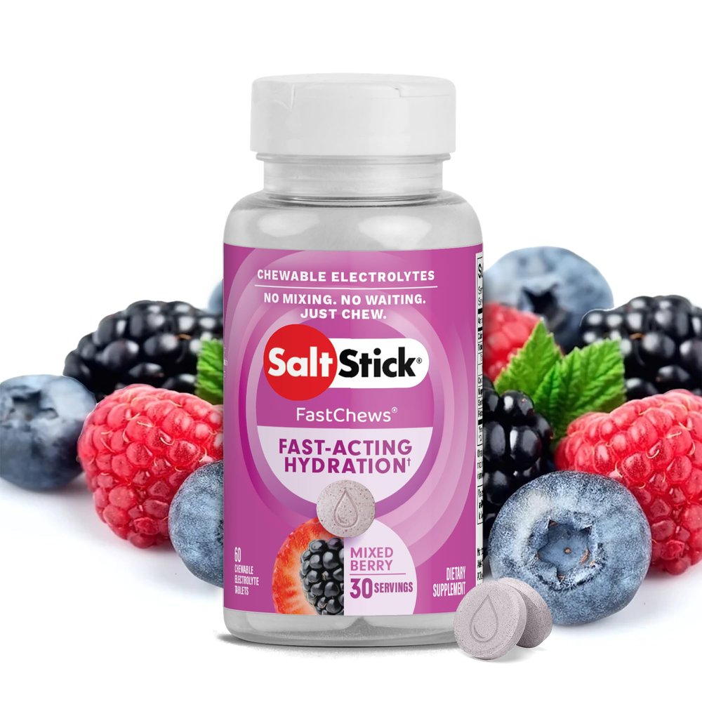 SaltStick Electrolyte FastChews - 60 Mixed Berry Chewable Tablets - Salt Tablets for Running and Hydration, Electrolyte Chews - 60 Count