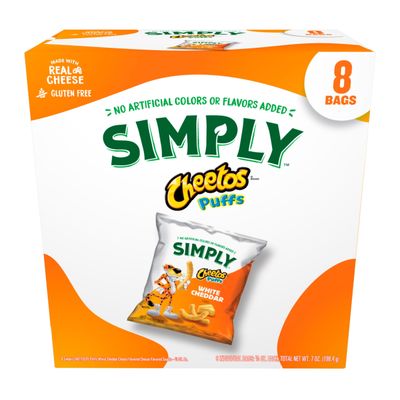 Frito-Lay Simply Cheetos White Cheddar Puffs, 8 Count (Pack of 1)