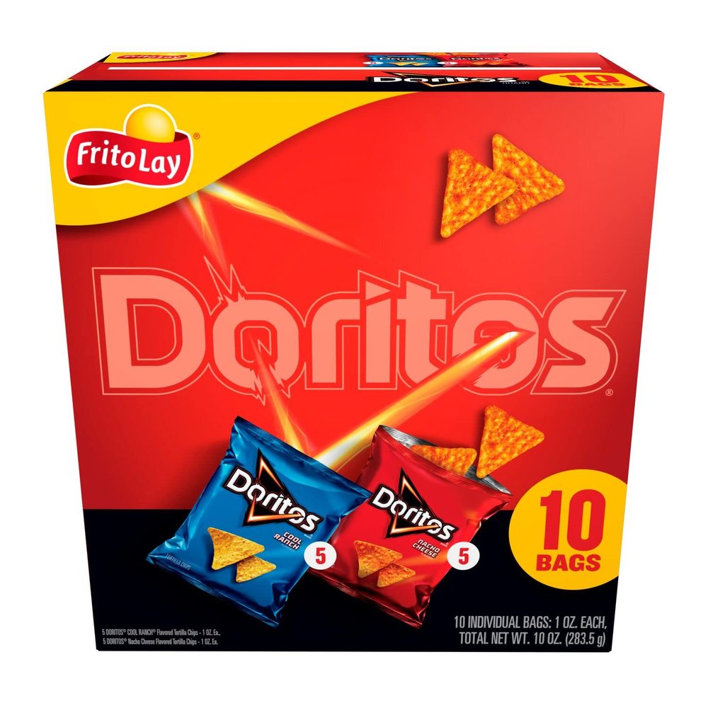 Frito-Lay Doritos Mix Variety Pack, Nacho Cheese & Cool Ranch, 1oz Bags (10 Pack)