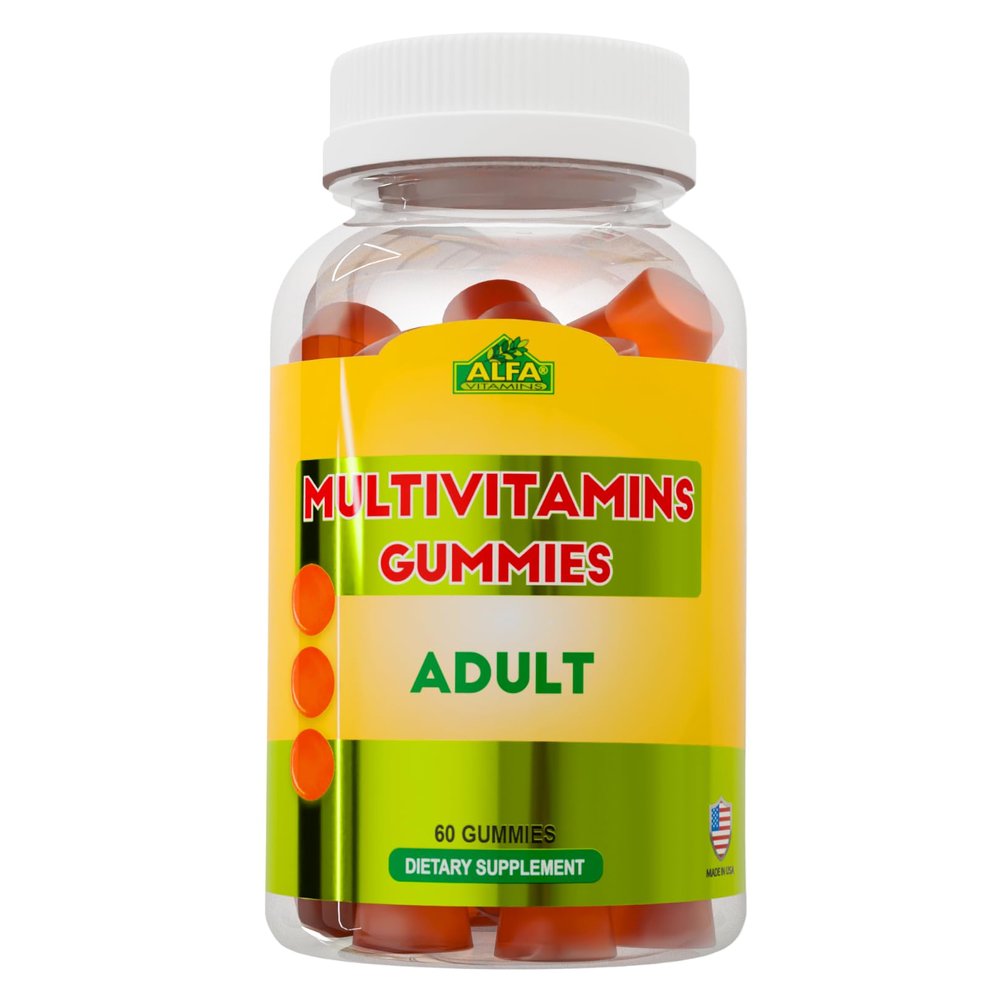 ALFA VITAMINS MultiVitamins for Adults Supports Cellular Energy Production - Essential Daily Vitamins & Minerals - Immune System Booster - Natural Orange Flavor (60 Gummies)