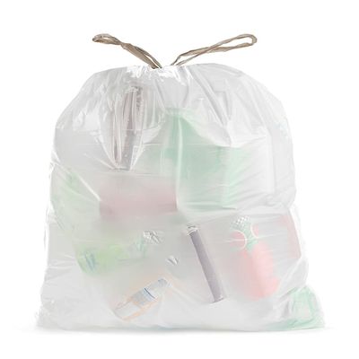 Ultrasac 8 Gallon 0.9 MIL White Drawstring Garbage Trash Bags - 20" x 29" - Pack of 45 - For Bathroom, Bedroom, Office, & Kitchen
