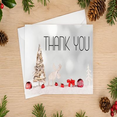 Lala by the Sea Mail Carrier Christmas Thank You Cards, 50 Pack, Moose scene