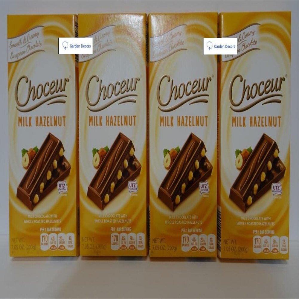 Choceur Milk Chocolate with Whole Roasted Hazelnuts 7.05oz 200g (4 Bars)