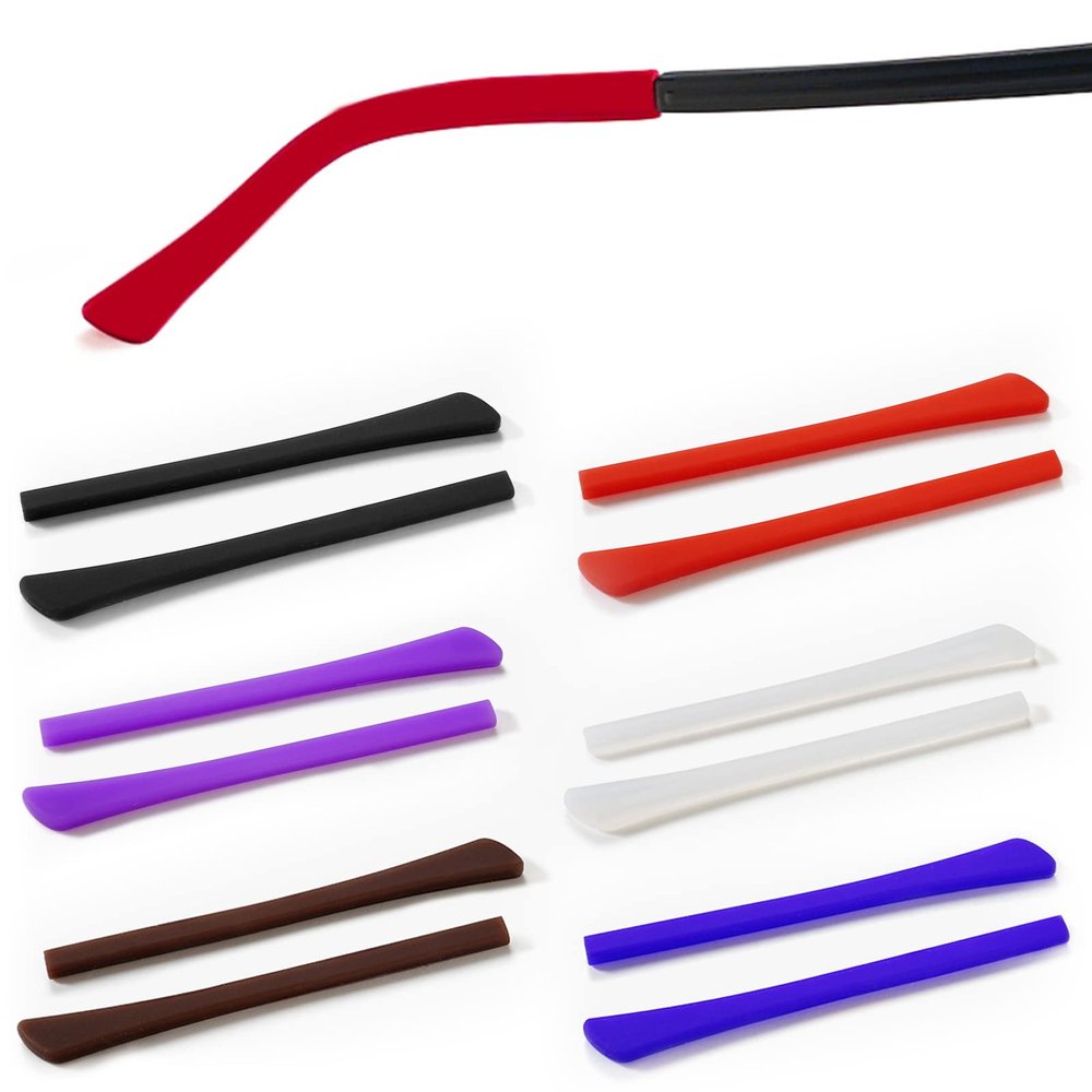 6Pair Silicone Anti-Slip Eyeglass End Tips Ear Sock Eyeglass Arms Replacement Silicone Temple Tips Sleeves for Glasses Anti-Slip Ear Sock Stretchy Tube