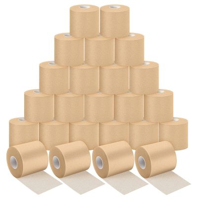 24 Pieces Foam Underwrap Tape Sports Prewrap Athletic Tape Foam Pre Wrap for Ankles Wrists Hands and Knees(Beige)