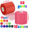 24 Pieces Foam Underwrap Tape Sports Prewrap Athletic Tape Foam Pre Wrap for Ankles Wrists Hands and Knees(Rose Red, Lime Green, Blue,Yellow) view 2