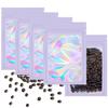 100 Pieces Purple Smell Proof Mylar Bag,Resealable Holographic Packaging bags,Cute Package Bags for Small Business,Sealed Mylar Foil Pouch Bags for Gift,Candy,Jewelry,Sample Packaging view 1