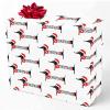 Customized Name Gift Wrapping Paper, Christmas Dog Dachshund Santa Hat White Personalized Birthday Gift Wrap Paper with Text Funny Wrapping Paper Roll for Men Women Birthday Christmas 58x23 1 Roll view 1