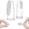 haakaa Silicone Baby Finger Toothbrush Set -360 Bristle for Baby Oral Gum Cleaning| Baby Teething Training| Newborn Oral Massager, BPA Free,2PK - 0m+Babies - Clear view 1
