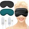 2 Pieces Silk Heated Eye Mask for Dry Eyes USB Steam Warm Compress for Puffy Eyes Adjustable Temp Sleep Eye Mask for Dry Eye, Chalazion, Blepharitis, Stye (Black, Green) view 1