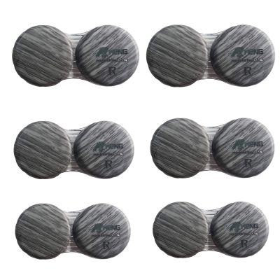 MUDOR 6 Pack Wood Grain Contact Lens Case, Contact Lens Box Holder Container Soak Storage Kit, Mini Contact Lens Travel Case with Leak-Proof Packaging,Silver Gray