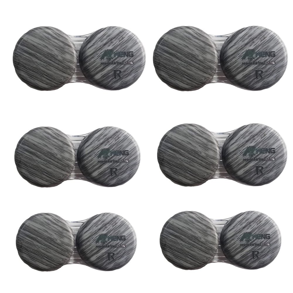 MUDOR 6 Pack Wood Grain Contact Lens Case, Contact Lens Box Holder Container Soak Storage Kit, Mini Contact Lens Travel Case with Leak-Proof Packaging,Silver Gray