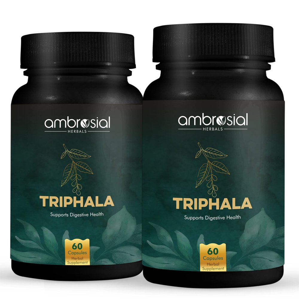 AMBROSIAL Triphala 500 Mg Organic Triphala Capsules Pack of 2-120 Capsules