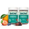 BeLive Synbiotics - Probiotic & Prebiotic Fiber Gummies  High Strength Inulin (3g), Dietary Fiber Supplement, Digestive Support for Kids & Adults - Strawberry, Orange, Blueberry Flavor | 2-Pack view 1