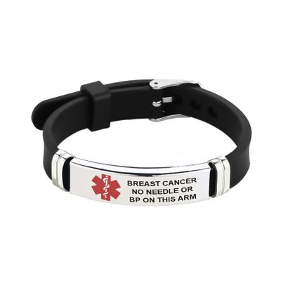 Chili Jewelry Women Mens Red Medical Alert ID Breast Cancer Bracelet Emergency First Aid Adjustable Silicone Wristband Bracelet