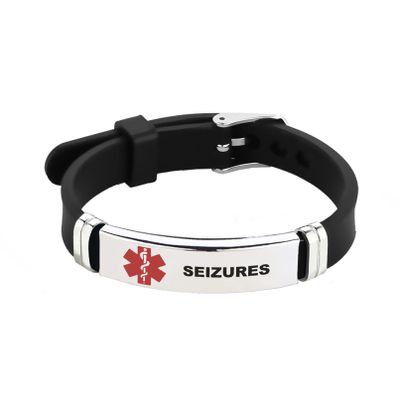 Chili Jewelry Women Medical Alert ID Seizures Bracelet Emergency First Aid Laser Engraved Health Alert Adjustable Silicone Wristband Bracelet