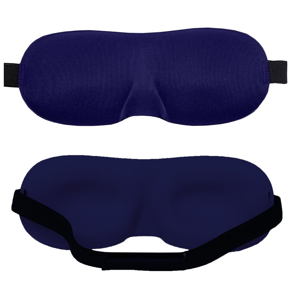 3D Contoured Luxury Blindfold Sleep Mask, Eye Mask for Sleeping, Light Blocking Eye Blinder with Adjustable Strap for Men & Women, Soft & Comfortable Sleep Mask for Travel Shift Work, Navy Blue