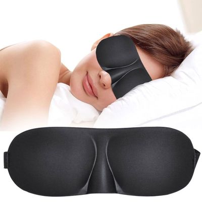 3D Contoured Luxury Blindfold Sleep Mask, Eye Mask for Sleeping, Light Blocking Eye Blinder with Adjustable Strap for Men & Women, Soft & Comfortable Sleep Mask for Travel Shift Work, Black