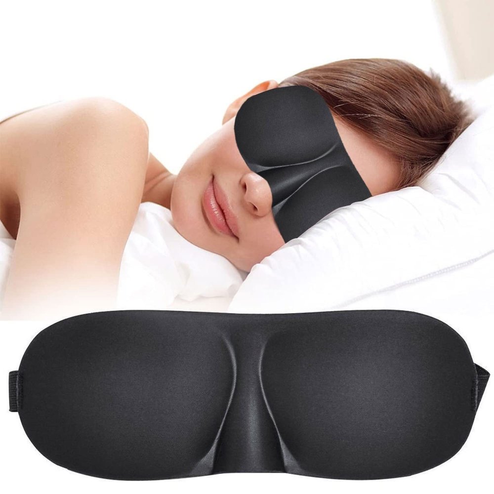 3D Contoured Luxury Blindfold Sleep Mask, Eye Mask for Sleeping, Light Blocking Eye Blinder with Adjustable Strap for Men & Women, Soft & Comfortable Sleep Mask for Travel Shift Work, Black