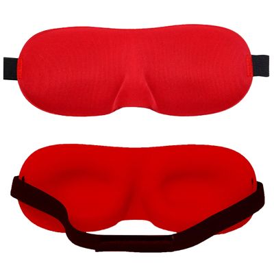 3D Contoured Luxury Blindfold Sleep Mask, Eye Mask for Sleeping, Light Blocking Eye Blinder with Adjustable Strap for Men & Women, Soft & Comfortable Sleep Mask for Travel Shift Work, Red