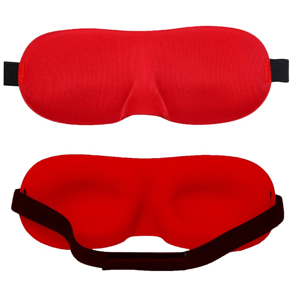 3D Contoured Luxury Blindfold Sleep Mask, Eye Mask for Sleeping, Light Blocking Eye Blinder with Adjustable Strap for Men & Women, Soft & Comfortable Sleep Mask for Travel Shift Work, Red
