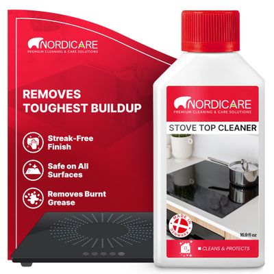 Nordicare Stove Top Cleaner Glass Ceramic - Induction Cooktop Cleaner Polish And Protector For Everyday Use - No Scrubbing Pad Needed - Leaves Protective Film - Made In Denmark (16.9oz)