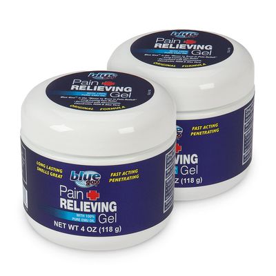 Blue Goo Pain Relieving Gel for Back, Neck, Muscle and Joint Pain, Fast-Acting Cooling and Soothing Relief with 100% Pure Emu Oil, 4 oz (2 Pack)