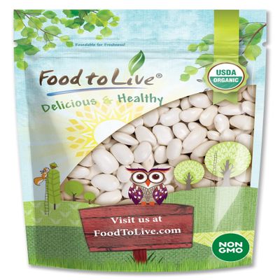 Food to Live Organic White Kidney Beans, 1.5 Pounds Whole Raw Dried Beans, Vegan, Kosher, Bulk. Rich in Dietary Fiber and Protein. Perfect for Soups, Stews, Chili, Paste, Salads and Side Dishes