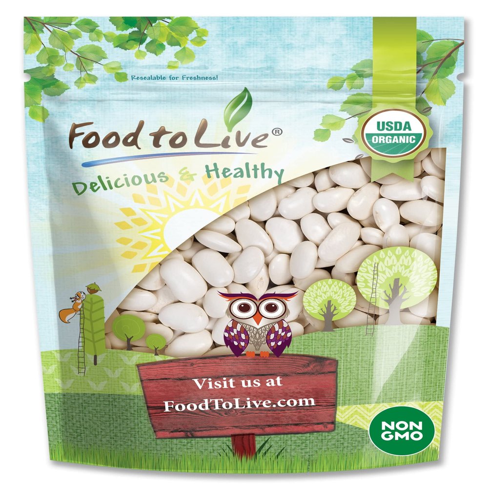 Food to Live Organic White Kidney Beans, 3 Pounds Whole Raw Dried Beans, Vegan, Kosher, Bulk. Rich in Dietary Fiber and Protein. Perfect for Soups, Stews, Chili, Paste, Salads and Side Dishes