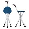Yayayo Walking Cane with Seat Aluminum Alloy Portable LED Floding Chair for Seniors Adult Height Adjustable Heavy Stick Stool for Elderly Gift Blue view 1