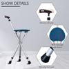 Yayayo Walking Cane with Seat Aluminum Alloy Portable LED Floding Chair for Seniors Adult Height Adjustable Heavy Stick Stool for Elderly Gift Blue view 2