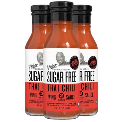 G Hughes Sugar Free, Thai Chili Wing Sauce - Sugar Free Sweet Chili Sauce, Gluten Free, No Sugar, Sauces and Dressings - 12 Oz (3 Pack)