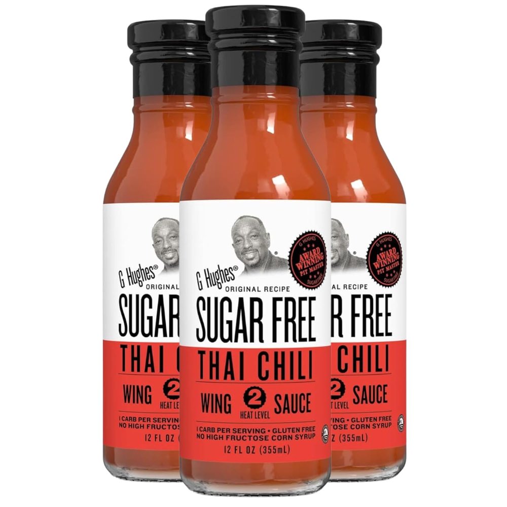 G Hughes Sugar Free, Thai Chili Wing Sauce - Sugar Free Sweet Chili Sauce, Gluten Free, No Sugar, Sauces and Dressings - 12 Oz (3 Pack)