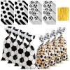 100 Pieces Soccer Ball Treat Bags 2 Designs Soccer Goodie Bags Football Cellophane Bags Party Favor Gift Bag with 100 Pieces Twist Ties for Kids Soccer Themed Birthday Supplies view 1